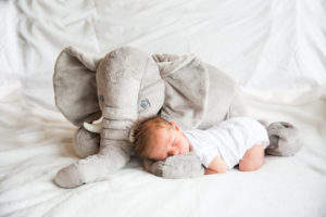 newborn baby and elephant