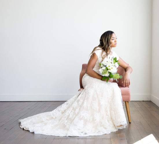 bride looking out window