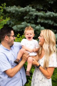 family photo baby laughing
