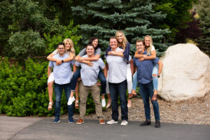 sibling photo with spouses on back