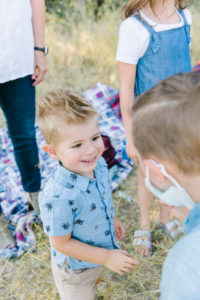 Little boy curious about masks
