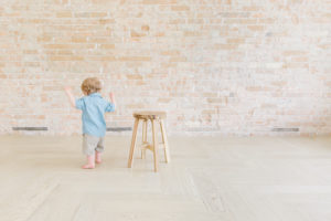 one year old walking around stool